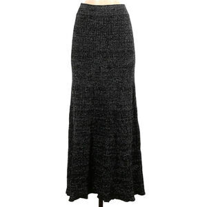 Free People Sparkling Dark Grey Marled Gray Ribbed Knit Metallic Stretch Skirt